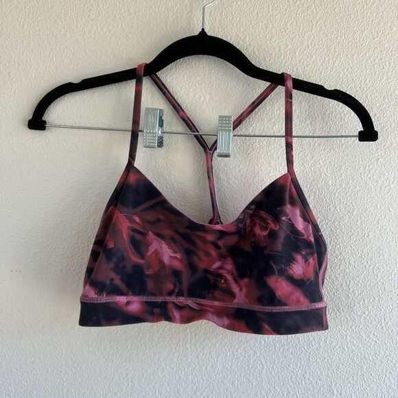Lululemon Pink Black Tie Dye Sports Bra Womens 8 Exercise Athleisure - Picture 1 of 4